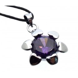 Violet Zirconia Crystal Sunflower Pendant